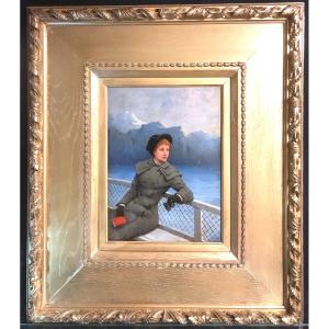 Maurice Poirson 1850-1882 Elegant Oil On Lake Leman Switzerland