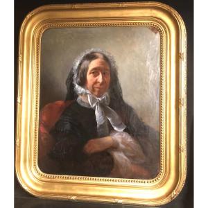 Aimée Brune 1803-1866 Large Oil Salon 1856 Portrait Of Madame De Monet De Lamarque Sang Royal