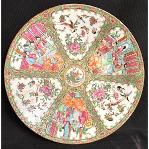 China Large Dish In Canton Porcelain 38.2cm Nineteenth In Very Good Condition
