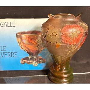 émile Gallé 1846-1904 Rare Acid And Enamelled Vase Cameo Circa 1900 Art Nouveau Fèle