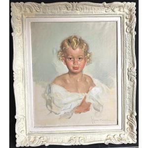 José Cruz Herrera 1890-1972 Large Oil Girl With Blond Hair /2