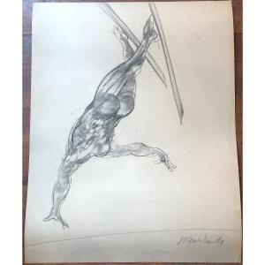 Claude Weisbuch 1927-2014 Rare Enhanced Drawing Freestyle Skiing Tignes 1986 Savoie In Very Good Condition /2