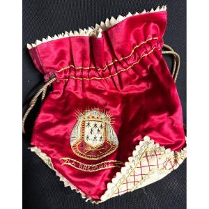 Brittany St Malo Minaudiere Or Reticule Late 19th Century Lady's Bag In Embroidered Silk Purse