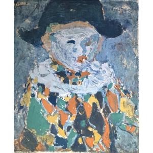 Ivan Pougny 1892-1956 Harlequin Russian Color Lithograph Jean Harlequin