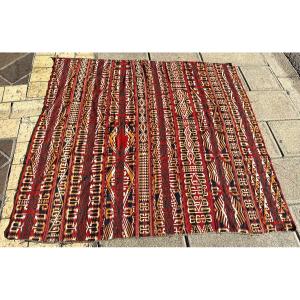 Old Kilim 200 X 185 Cm Hand Woven Wool Rug Or Wall Hanging Around 1950 Fresh Colors