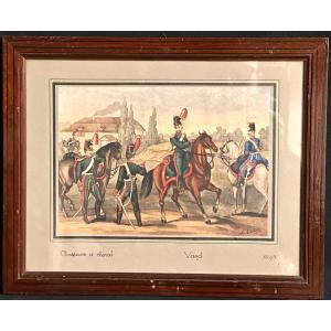 Albert Von Escher Switzerland 1833-1945 Canton Of Vaud Enhanced Engraving Horse Hunters /1