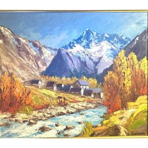 Lucien Quenard 1902-1995 Oil Le Veneon La Berarde Oisans Les Ecrins Alpes Montagne