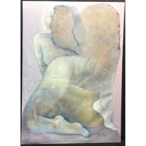 Guy Patrier 20th Large Oil 110x78cm Sandra Foot Fond d'Atelier /96