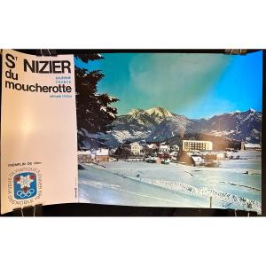 St Nizier Du Moucherotte Xth Olympic Winter Games Grenoble 1968 30x50cm In Very Good Condition Jump Vercors Alps