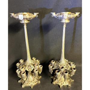 Victor Paillard 1805-1886 Pair Of Bronze Smokehouse Cigar And Pyrogen Displays Signed