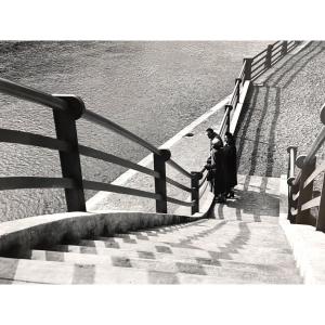 Georges Boyer Lyon 20th Large Signed Kinetic Photograph Along The Quai /17