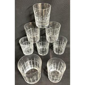 Cristal De Sèvres Whiskey Service: 6+1 Glasses And Ice Bucket Signed