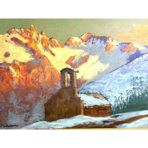 Lucien Quenard 1902-1995 Oil La Meije Le Rateau Mountain Alps Mont Blanc