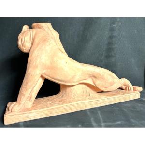 André Vincent Becquerel Important Sculpture 60cm Panther 1930 Art Deco