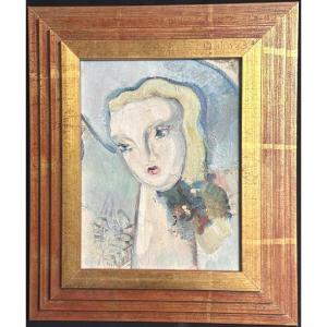 Art Deco Oil Signed Marval Or Pougeon In Taste 