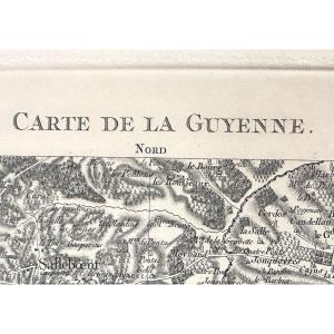 Old Lithographic Map Guyenne En Gironde Aquitaine Bordeaux Périgord 73x104 Cm