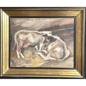 Dunoyer De Segonzac 1884-1974 Cow Oil Around 1925 Signed 