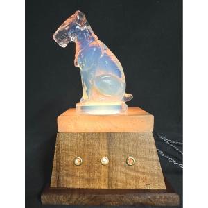 Fox Terrier Night Light Lamp Attributed To Sabino Opalescent Glass Dog Night Light Art Deco