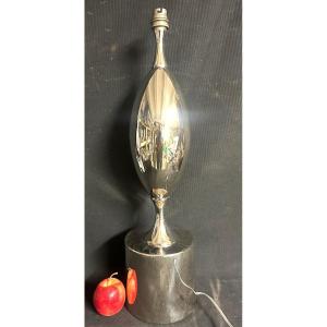Large Lamp 1970 Philippe Barbier In Taste 55cm In Polished Metal