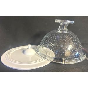 Borek Sipek Rare Signed Cheese Cloche In Blown Glass And Porcelain Like New Condition