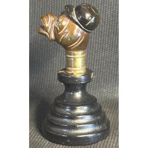 19th Century Jockey Sculpture In Horn, Gold And Rare Diamond Shards