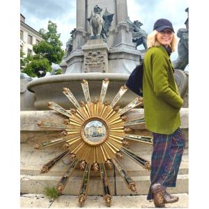 Very Important Witch Mirror 109cm In Golden Wood Domed Sun Distorting Curiosity 