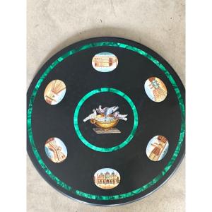 Rare 19th Century Tray In Micro Mosaic And Malachite The Grand Tour Italy Micromosaic 