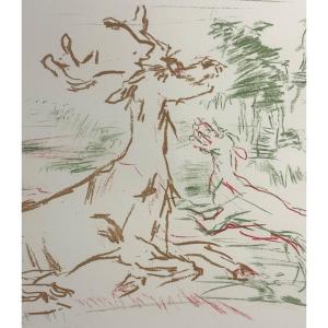 Oskar Kokoschka 1886-1980 Original Lithograph 1962 Signed Deer Hunting /4