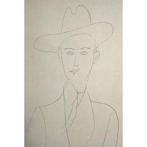 Amadeo Modigliani 1884-1920 Young Man Seated Large Lithograph Signed Published By Leda Jacomet