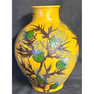 émile Simonod 1893-1977 Important Savoyard Vase In Glazed Terracotta Savoie Sispa