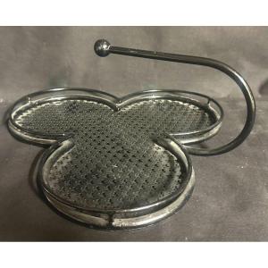 Mathieu Mategot 1910-2001 Clover Tray In Black Perforated Metal 1950 