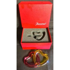 Baccarat Crystal Love Pair Of Signed Intertwined Hearts In Case /1 