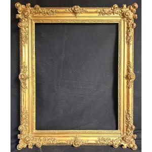 19th Century Frame In Wood And Gilded Stucco 60.5x47.4cm Interior In Very Good Condition 