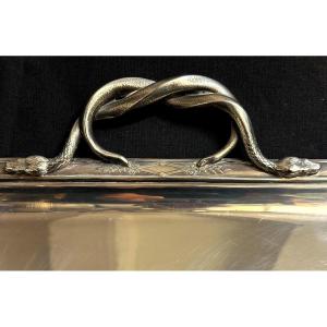 Christofle Rare 19th Century Empire Style Snake Tray Silver Metal Numbered Fb Bf Art Table