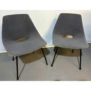 Pierre Guariche Pair Of Steiner Barrel Chairs Signed 1954 Manhattan