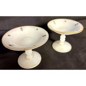 Rare Pair Of Charles X Ring Sizers In Soapy Opaline And 19th Century Enamels