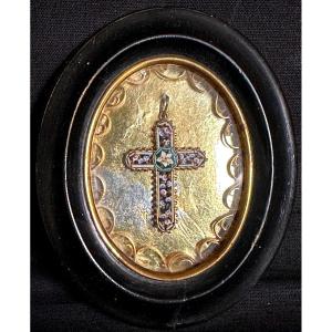 19th Century Cross In Micromosaic And Paperolle Framed Napoleon III