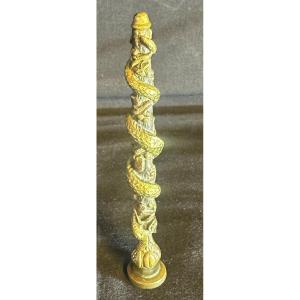 19th Century Bronze Sealing Seal Serpent Dragon