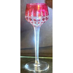 Cristal Saint Louis Colored Roemer Wine Glass Manhattan Model Signed And In Very Good Condition 