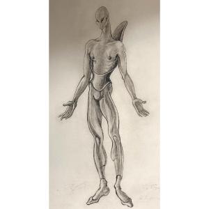 Rare Large Engraving Ballet Maurice Bejart The Journey Alix Antoine Dance Germinal Casado 1962