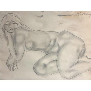 Franz Priking 1929-1979 Large Drawing Female Nude Signed /2