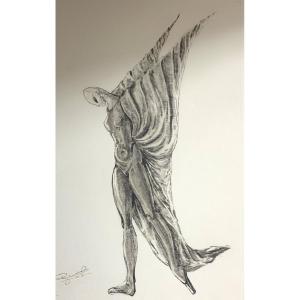 Rare Large Engraving Ballet Maurice Bejart The Journey Alix Antoine Dance Germinal Casado 1968