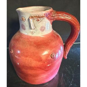 Robert Et Jean Cloutier Rare Anthropomorphic Ceramic Pitcher Signed Very Good Condition