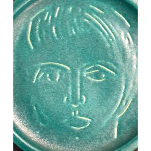 La Grange Aux Potiers Ceramic 1950 Signed Female Face René And Madeleine De Valence Very Good Condition