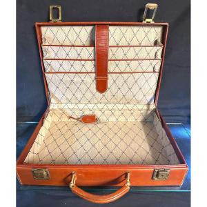Delvaux Attaché Case / Briefcase Fawn Leather With Keys Signed Luxury Bag Luggage 1950
