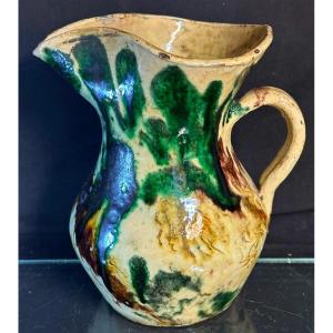 Rare Pitcher 1920 Fauve Petasson à Vif Attributed Ceramic Folk Art Isère Dauphiné Grenoble
