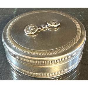 Christian Dior Silver Metal Jewelry Box Signed Decor Cufflinks Very Good Condition