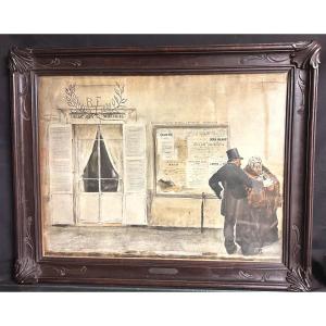 Jean François Raffaelli 1850-1924 Wedding Room Wedding Guests Lithograph Colors