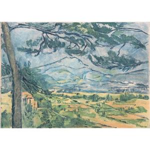 Paul Cezanne 1839-1906 The Sainte Victoire Mountain Aquatint By Jacques Villon Louvre Ref 639