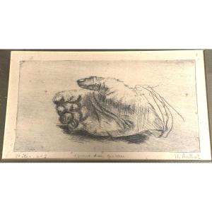 Hugues Brehat Study Of Hand Signed Lithograph Grenoble Son Of Louise Morel